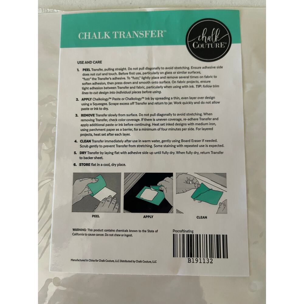 Chalk Couture  8.5 x 11 Reusable  Procraftinating Transfer - Picture 2 of 3